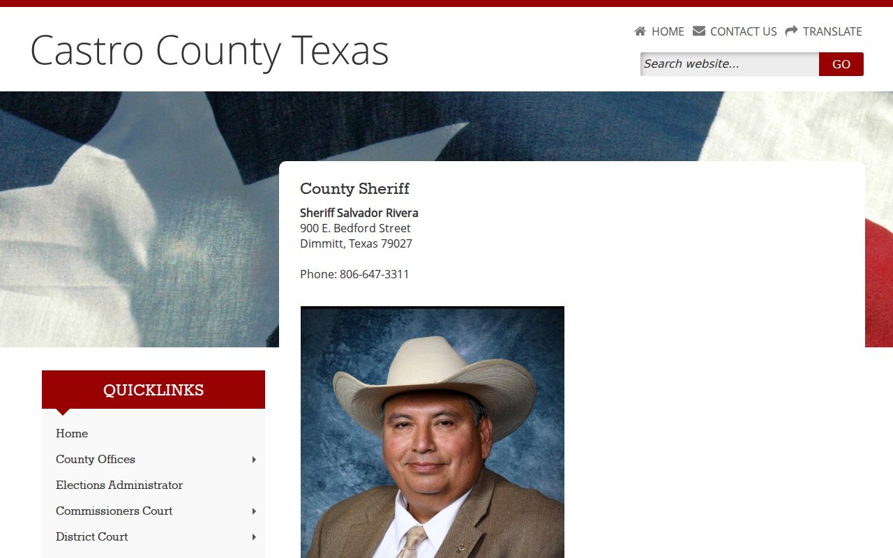 Castro County Sheriff arrest history and custody contact page