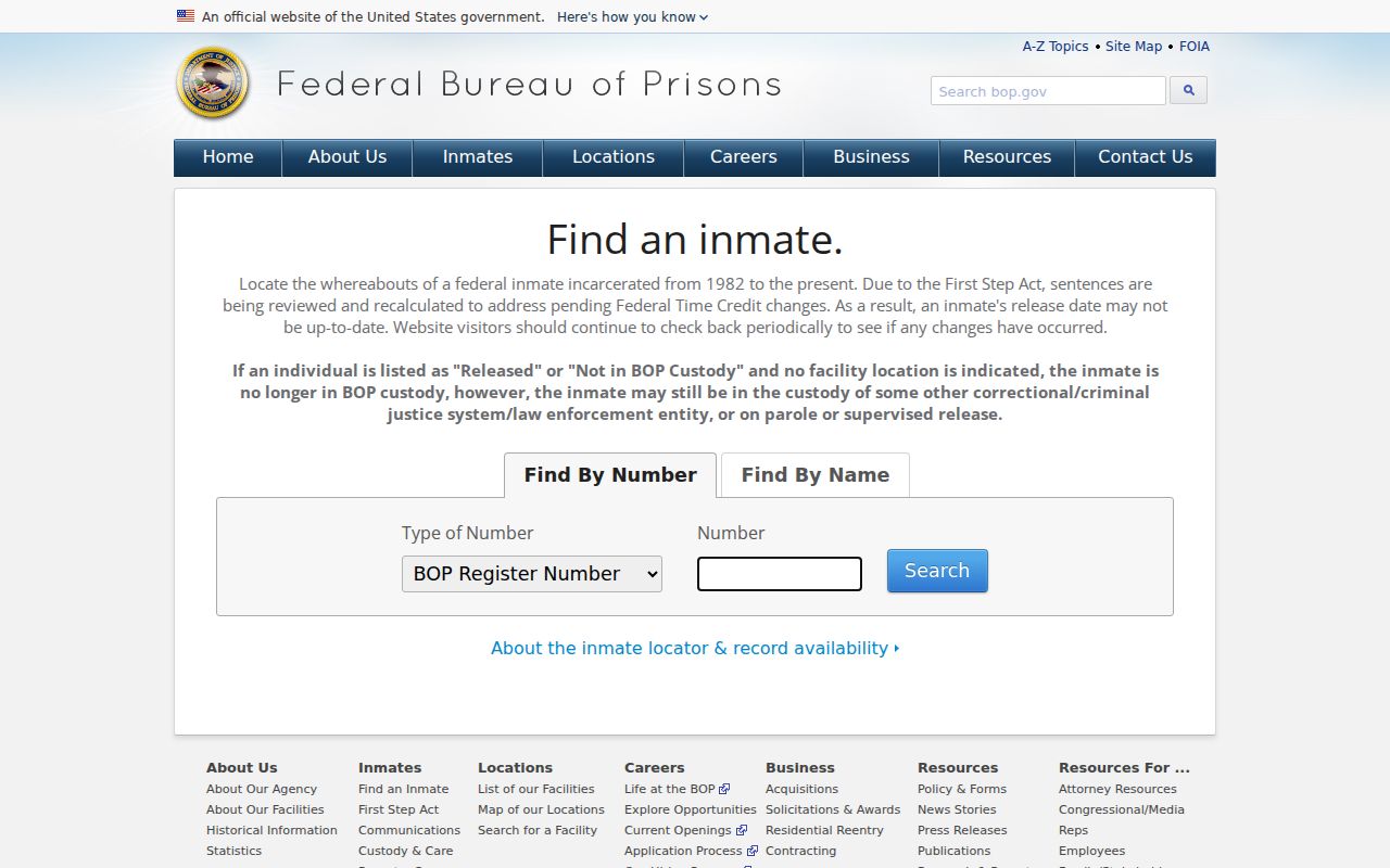 Federal inmate locator following a Castro County arrest