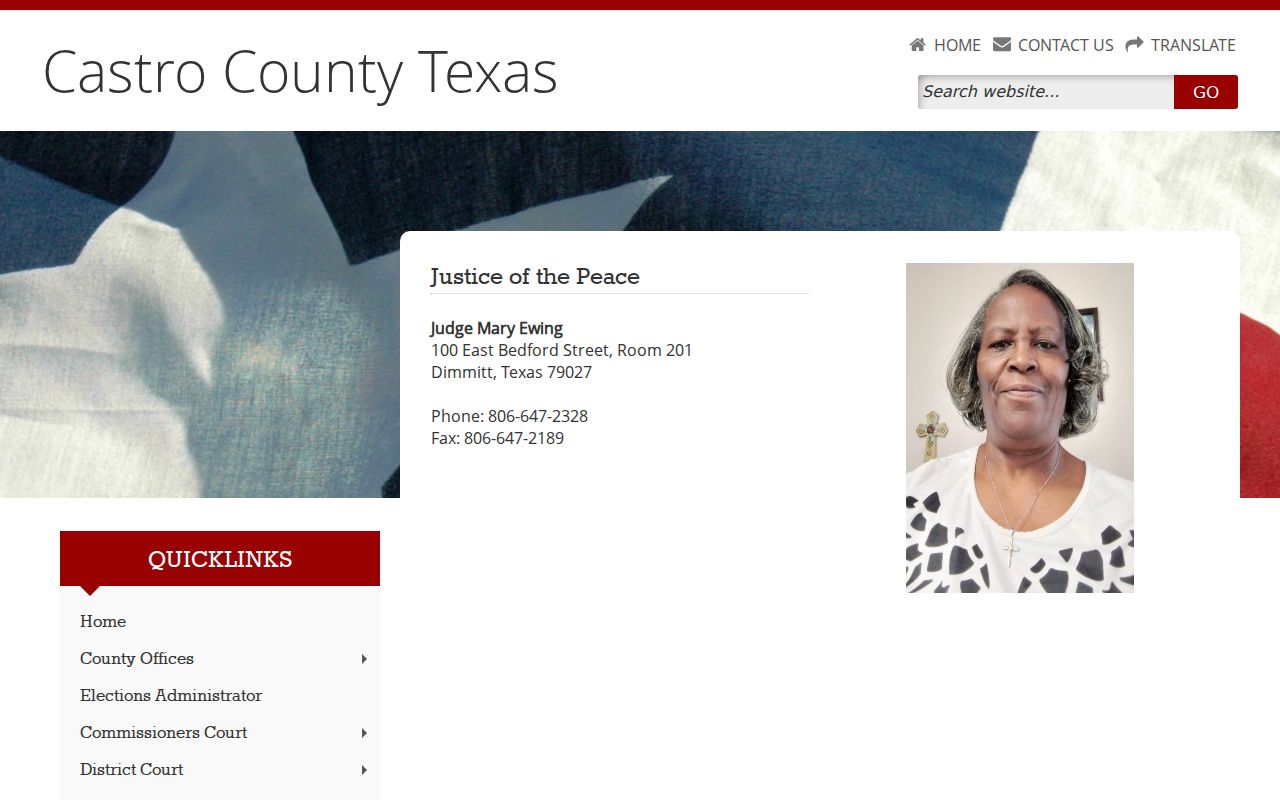 Castro County Justice Court criminal case contact page