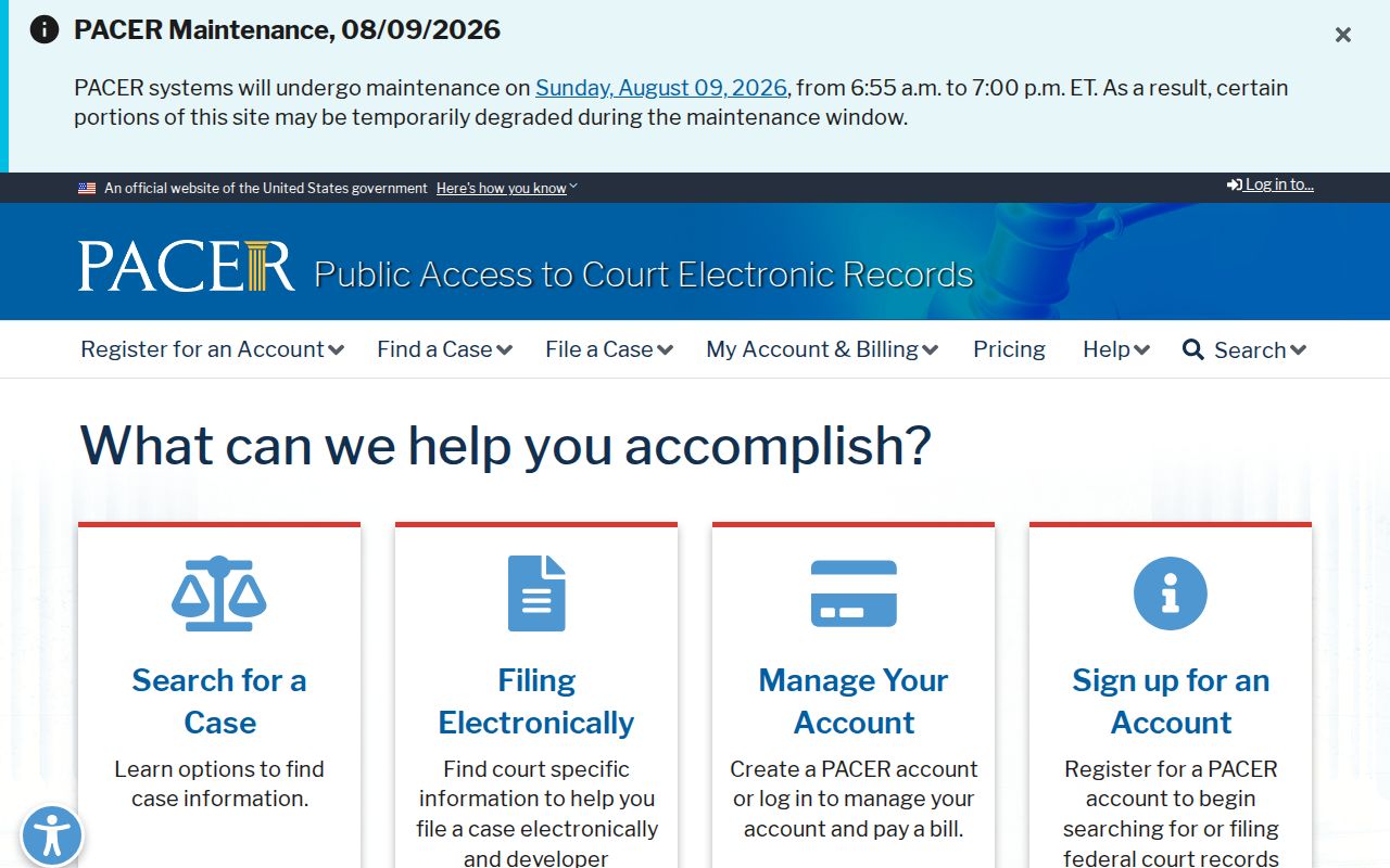 PACER federal court access outside Castro County criminal courts