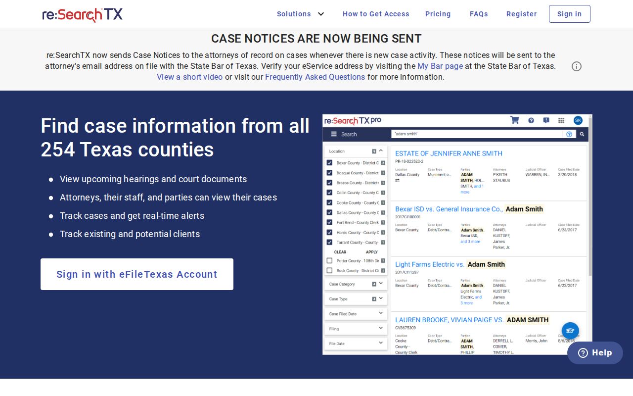 re SearchTX access for Castro County criminal court cases