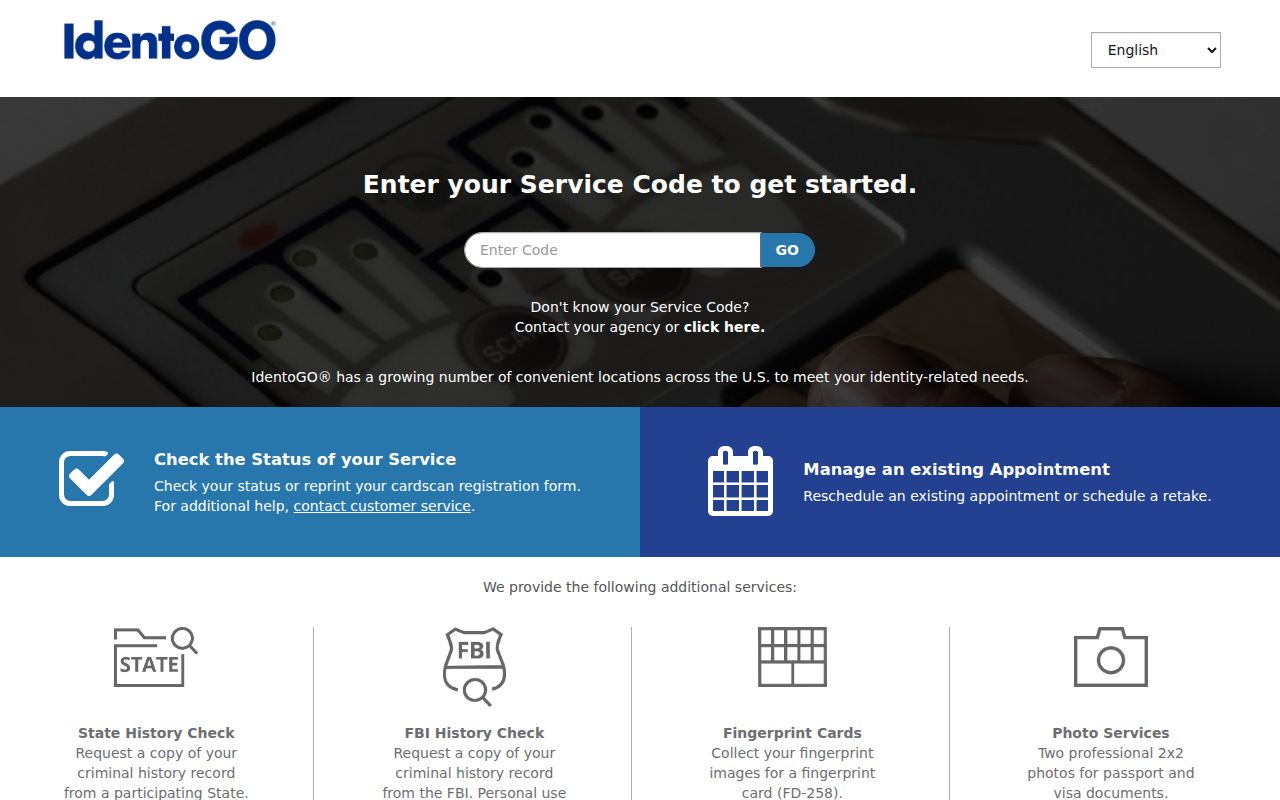 Texas FAST fingerprint appointment portal operated through IdentoGO