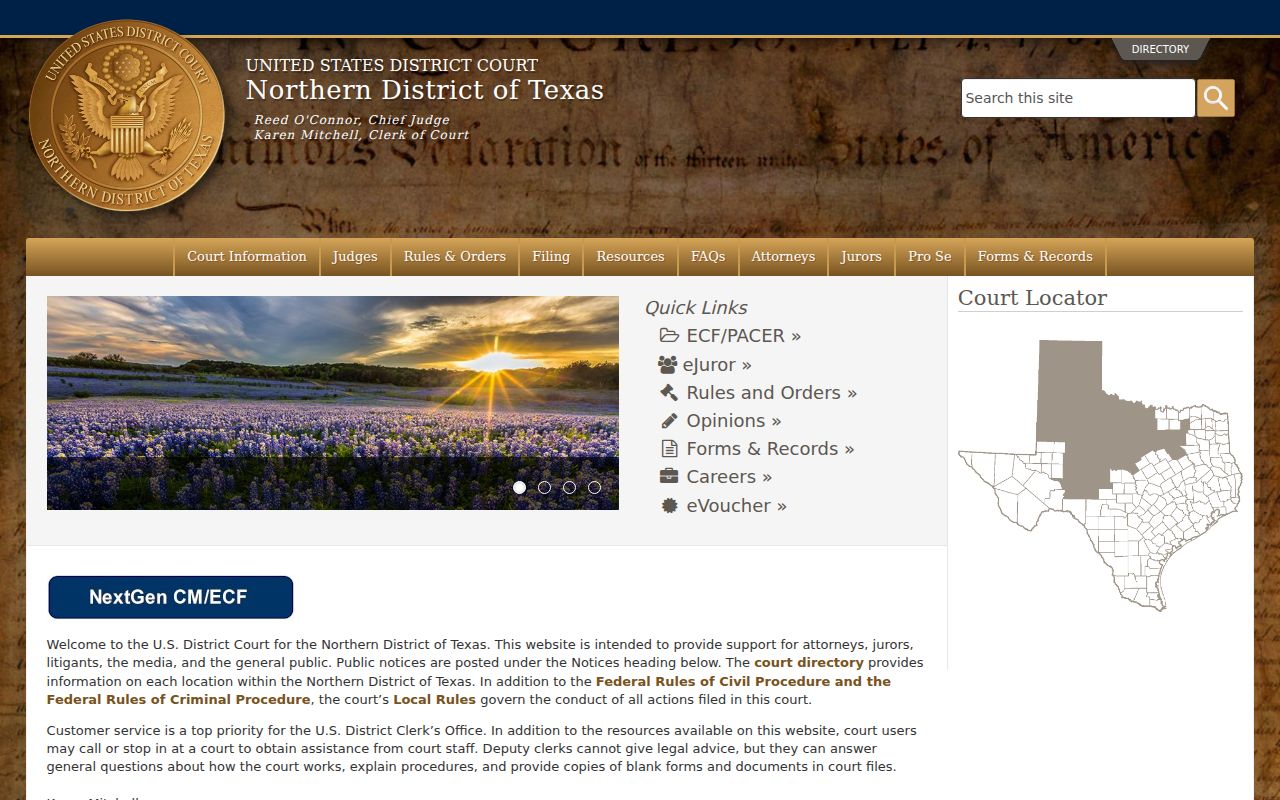United States District Court for the Northern District of Texas official website