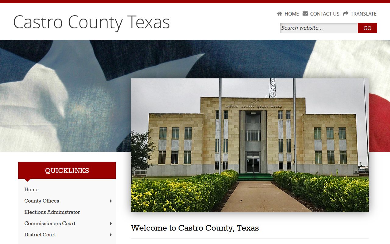 Official Castro County website showing courthouse and county contact information